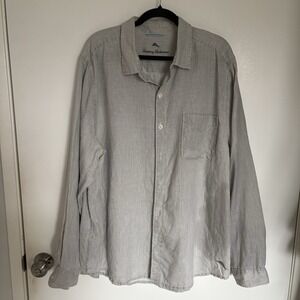 Tommy Bahama Sea Glass Breezer Linen Shirt Men's XLarge Button-Up Long-Sleeve